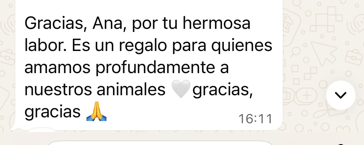 Mensaje de agradecimiento por la labor de Ana